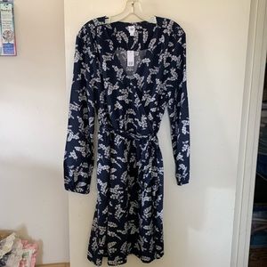 GAP Navy Blue Floral Long Sleeve Dress